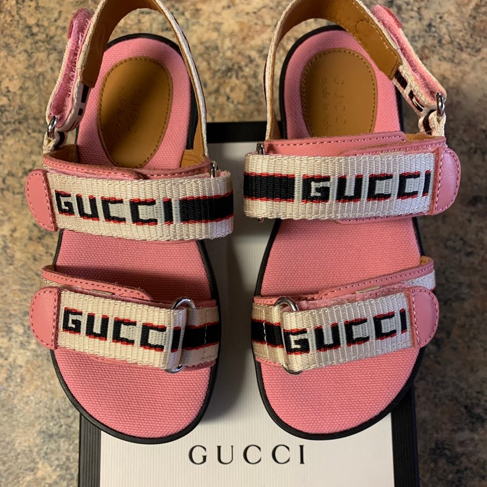 Children's Gucci stripe sandal (pink)